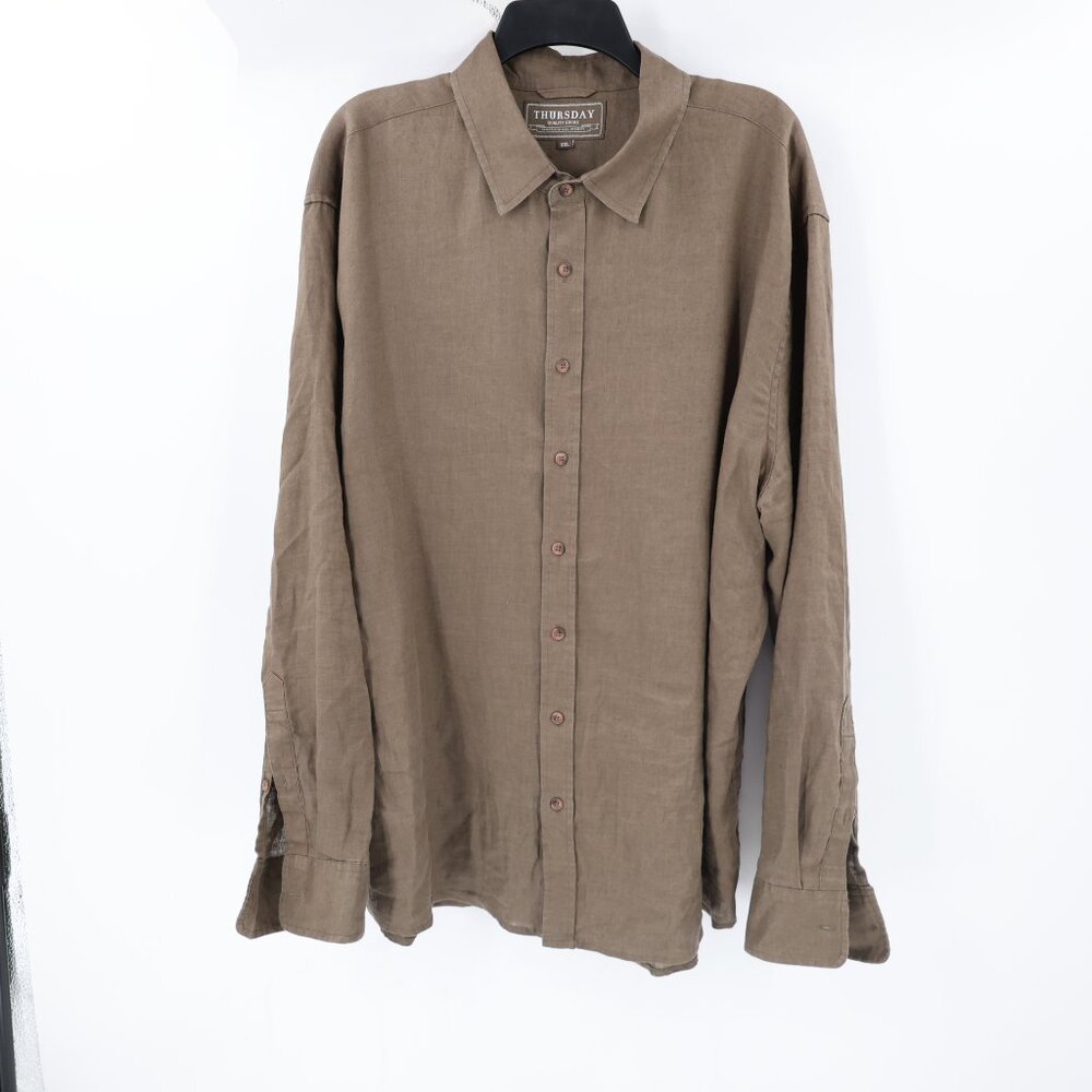 Thursday Boot Co. Shirt Mens 2XL Linen Athletic Fit Button Front long sleeve